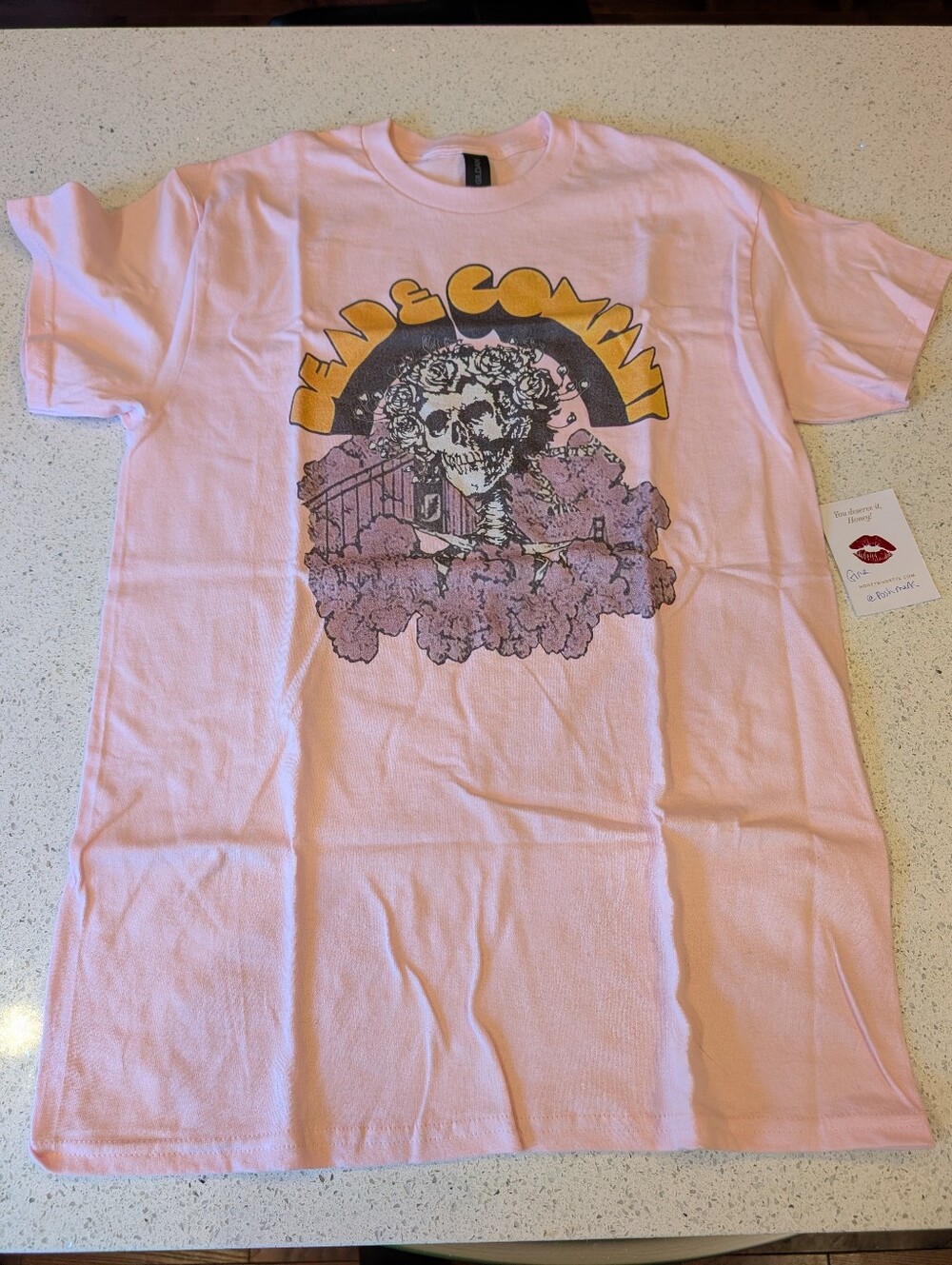 Dead and Company custom print T-shirt Pink size M